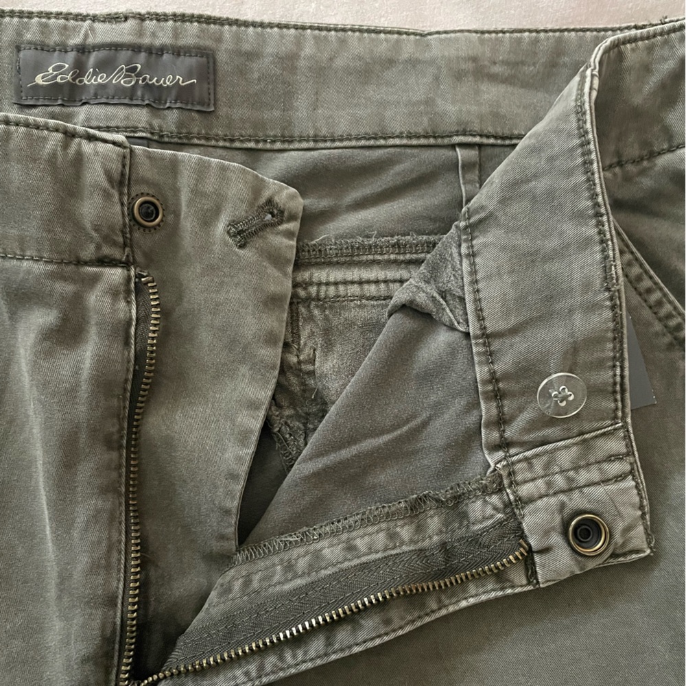 ⛰️EDDIE BAUER River Rock Cargo Pants Women’s Size 16 Curvy Slim Slat Green NWT - Picture 5 of 9